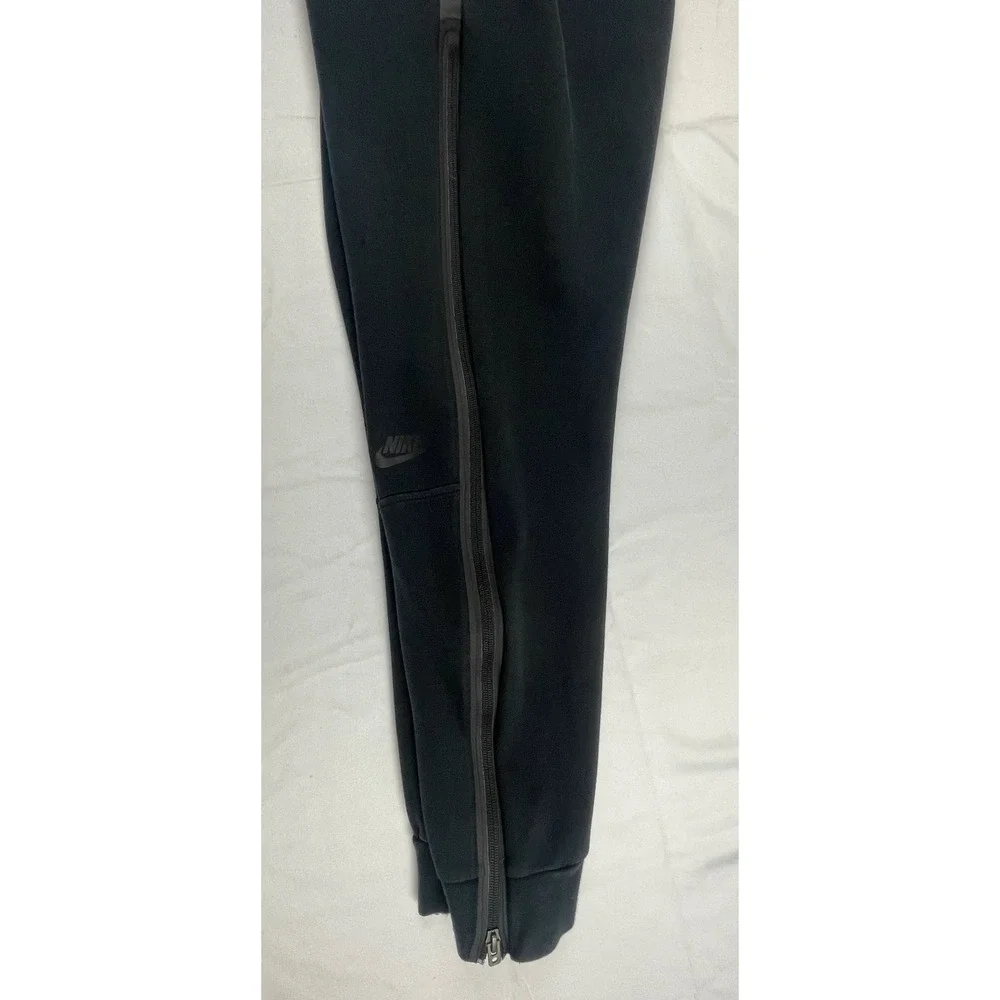 Nike Tech Fleece Joggers Mens Black Tapered Sweatpants Side Zip Pocket Pinhole